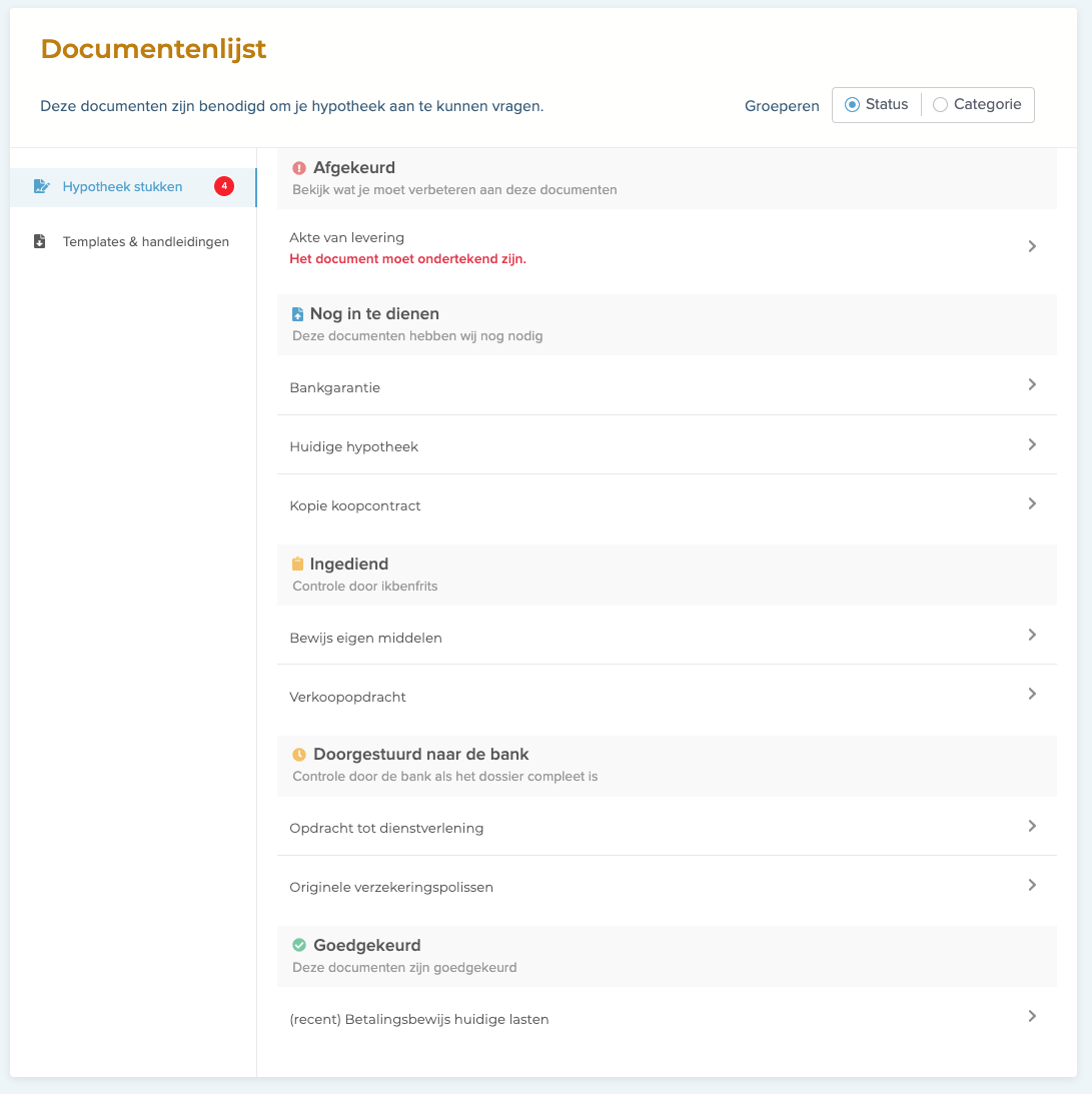 Hoe gaat het aanleveren van documenten voor mijn hypotheek in zijn werk? Frits